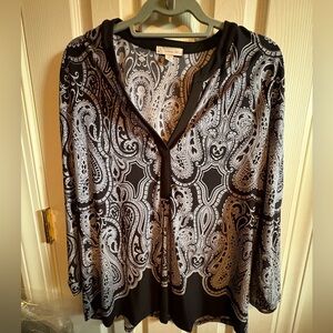 Dress Barn Black and White Paisley Blouse